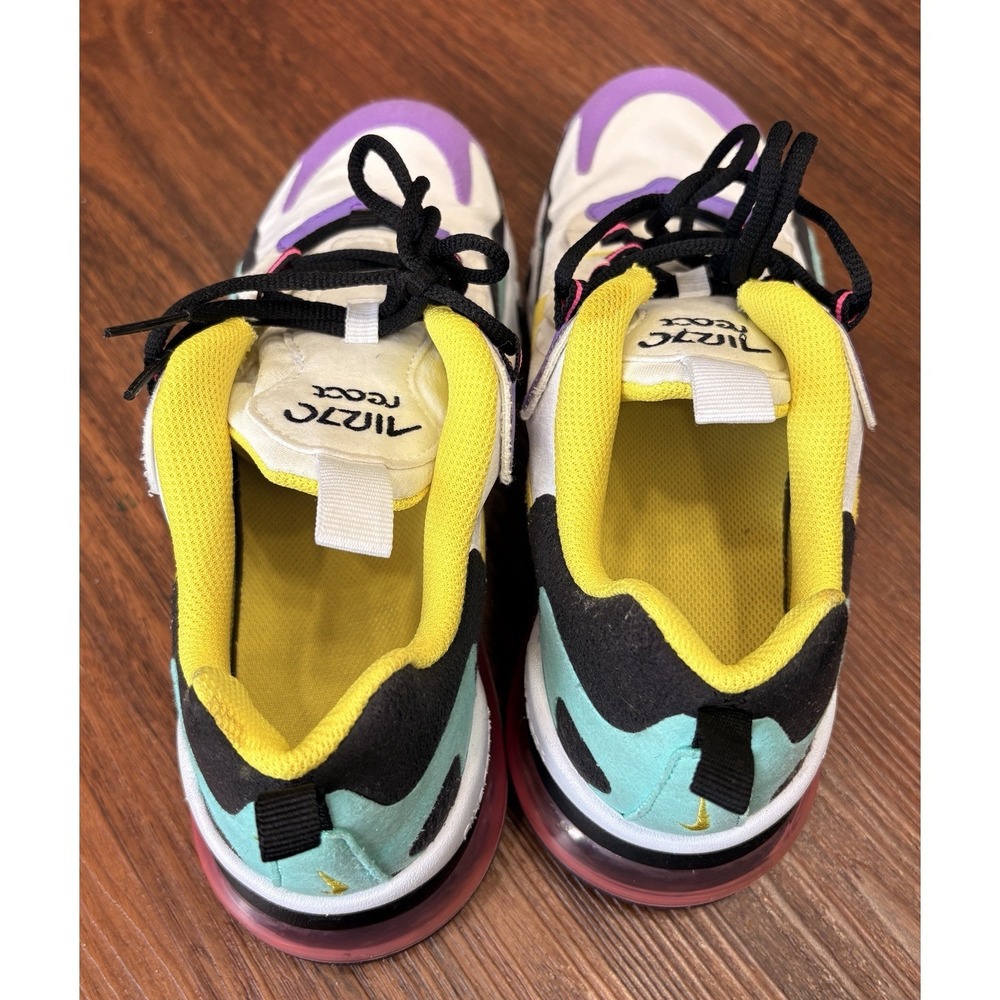 Nike Air Max 270 React (GS) Girl's Size 6Y Running Shoes Bright Violet White - Picture 4 of 12